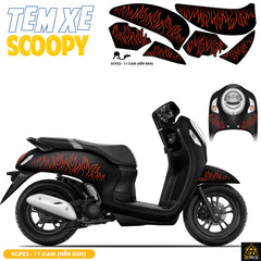 Tem Xe Scoopy Thiết Kế Ngọn Lửa màu cam