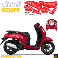 Tem Xe Scoopy Thiết Kế Ngọn Lửa màu trắng