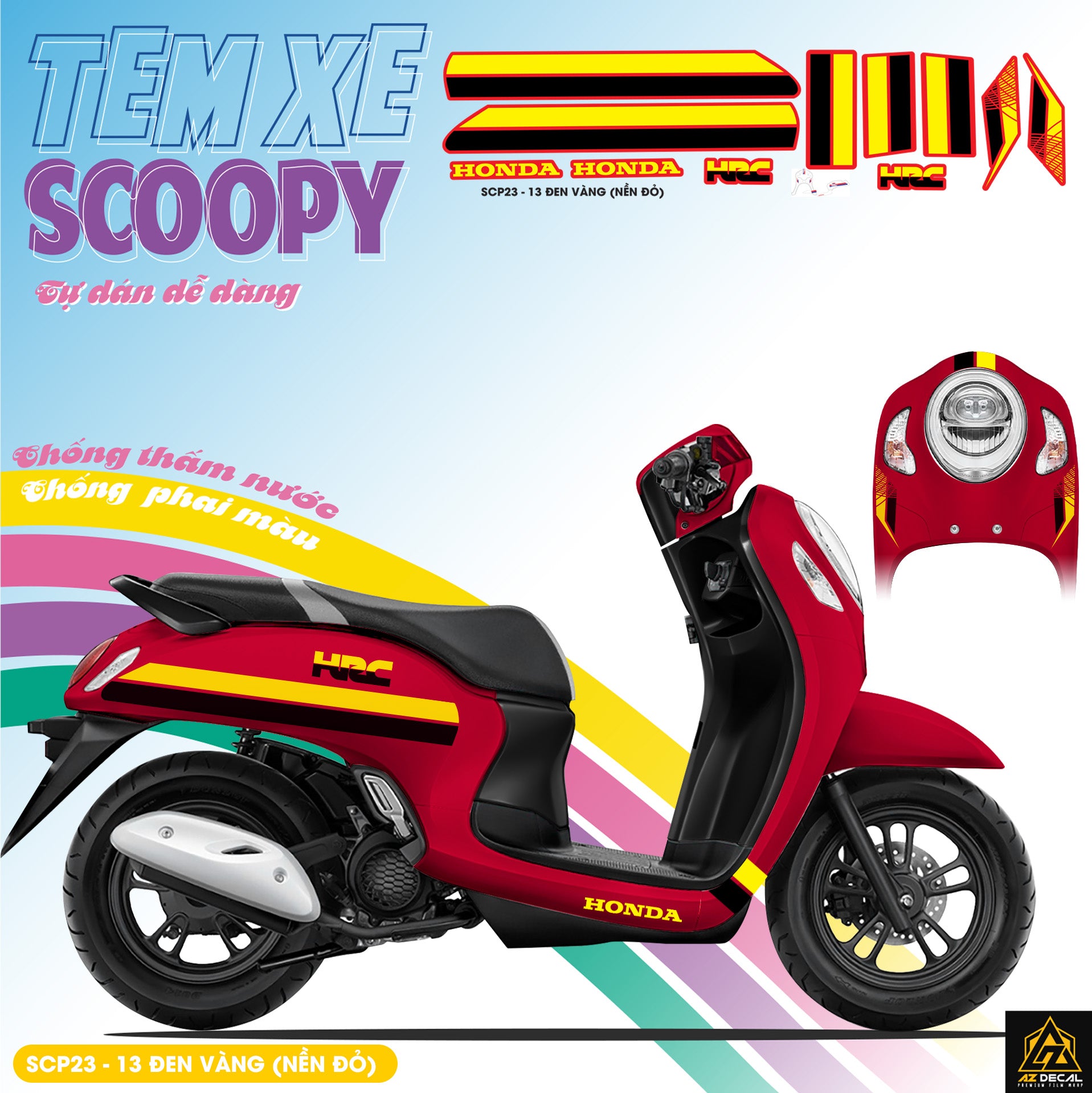 Tem Xe Scoopy Thiết Kế HRC màu đen vàng