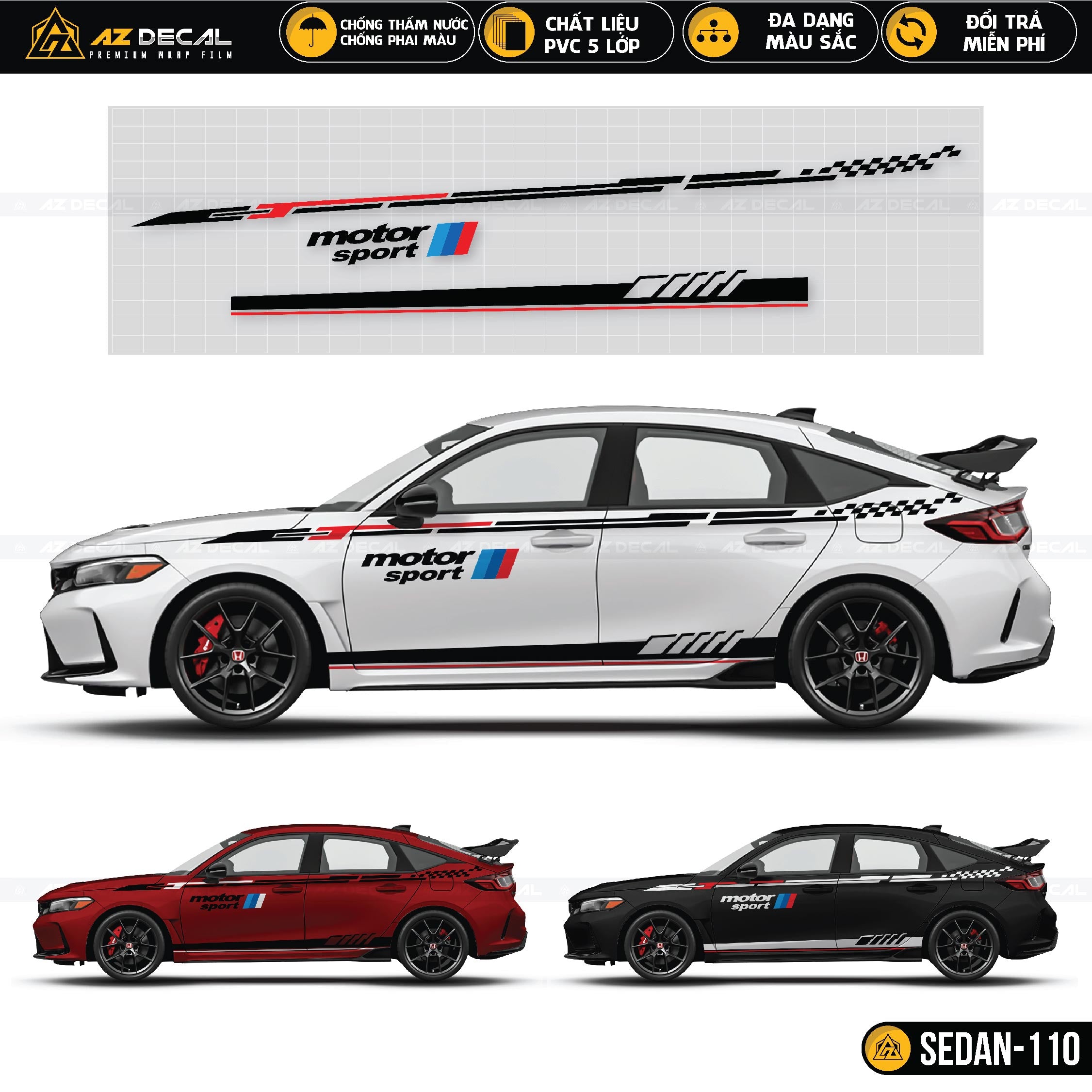 Tem motor sport M Performance dán ô tô Sedan