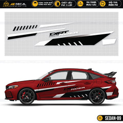 Tem xe dán ô tô Sedan đỏ phong cách Dirt Rider