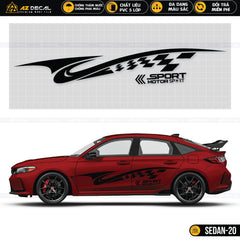 Tem Racing dán sườn xe oto Sedan 4 chỗ