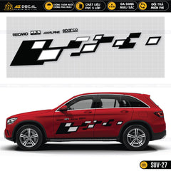 Dán tem xe SUV đỏ thiết kế ô vuông cách điệu