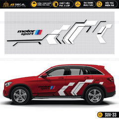 Tem xe Performance màu trắng dán sườn xe SUV