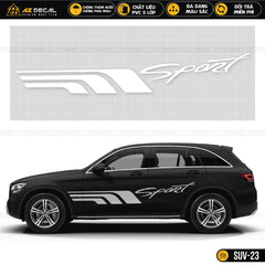 Tem dán xe SUV thiết kế Sport đường kẻ đơn giản màu trắng