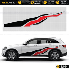 Tem dán xe SUV phối 2 màu đỏ đen