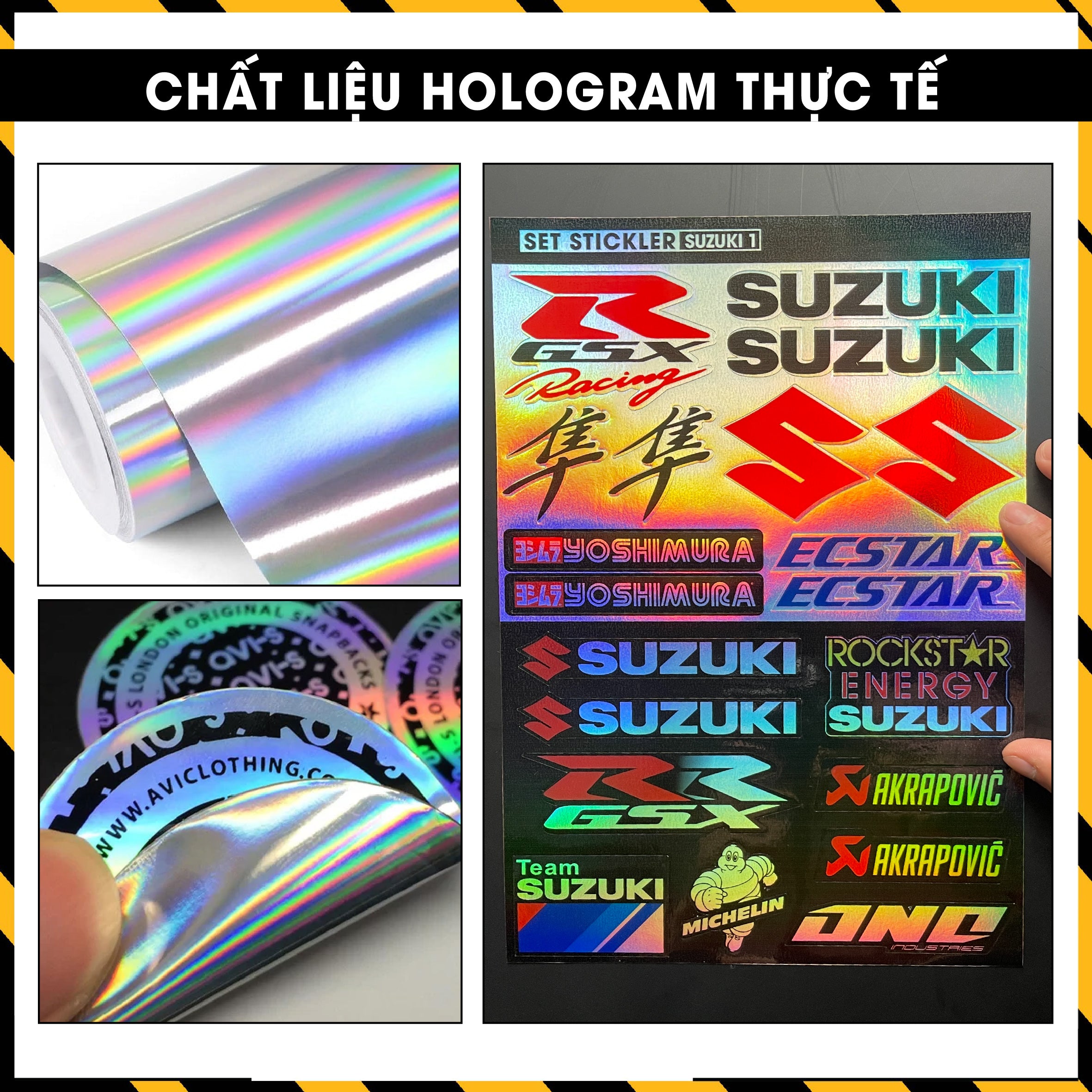 Sticker Dán Ô Tô, Xe Máy, Xe Điện, Xe Đạp, Mũ Bảo Hiểm | Hãng Xe Hologram - Suzuki