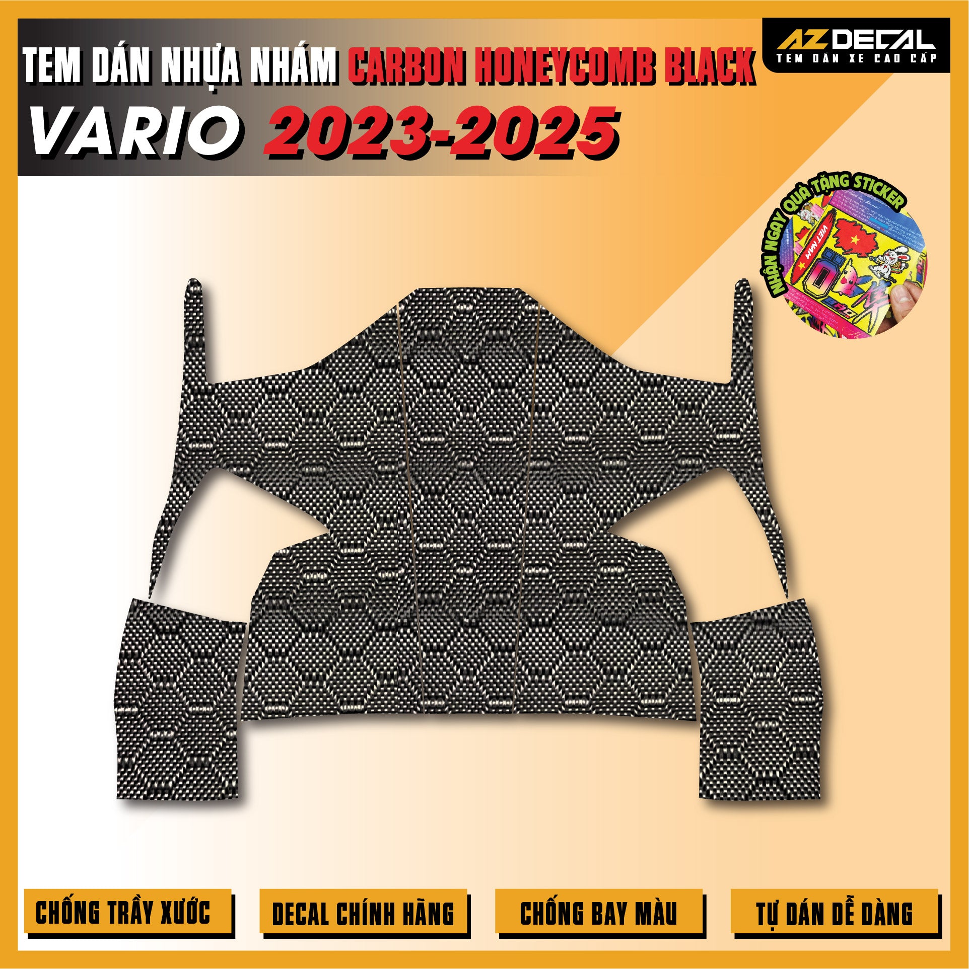 Tem Nhựa Nhám Carbon Honeycomb Vario 2023-2025