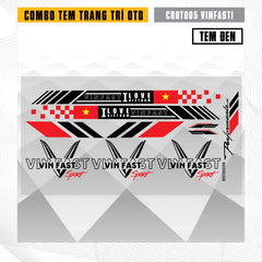 Tem Việt Nam dán trang trí xe VinFast (tem đen)