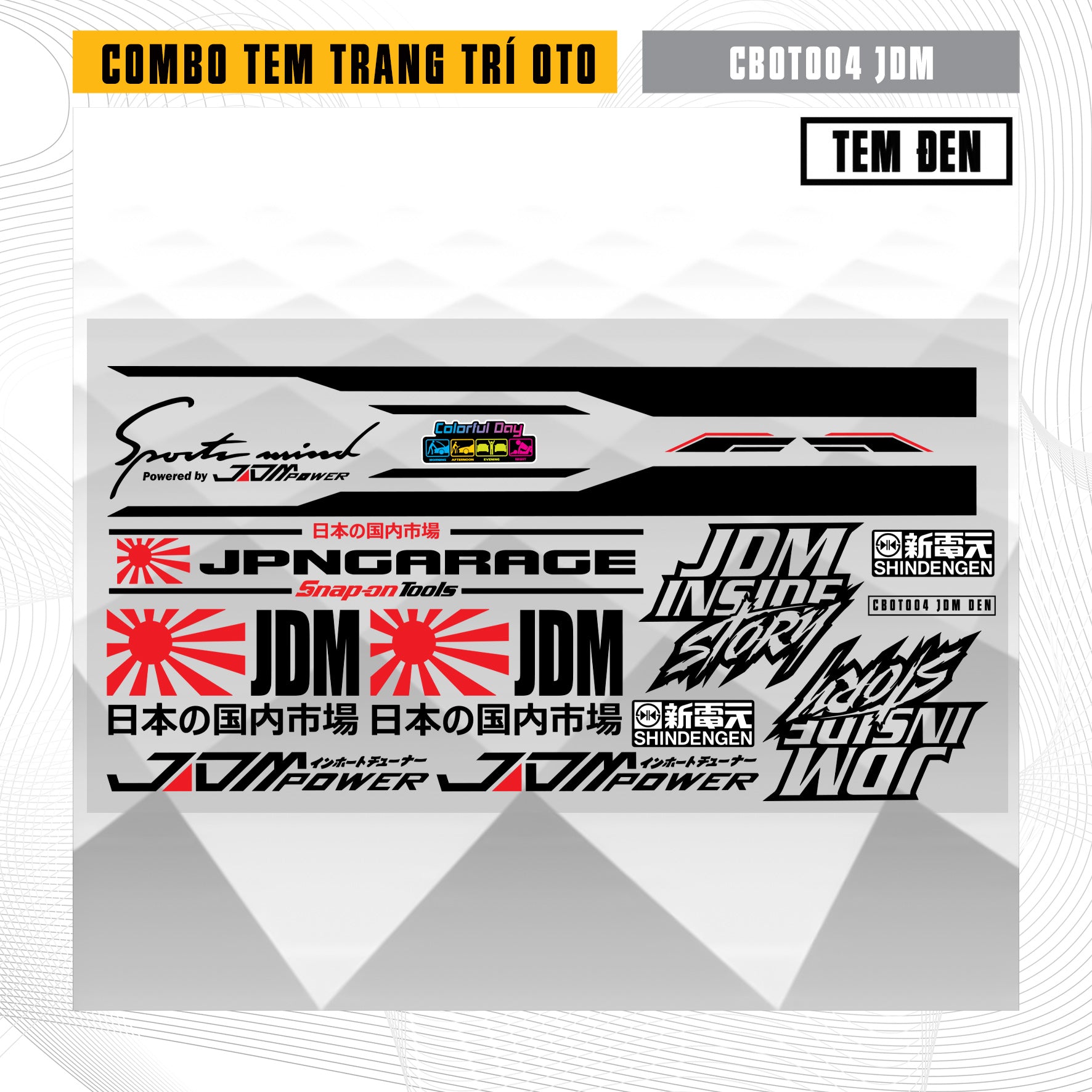 Tem JDM trang trí ô tô (Tem đen)