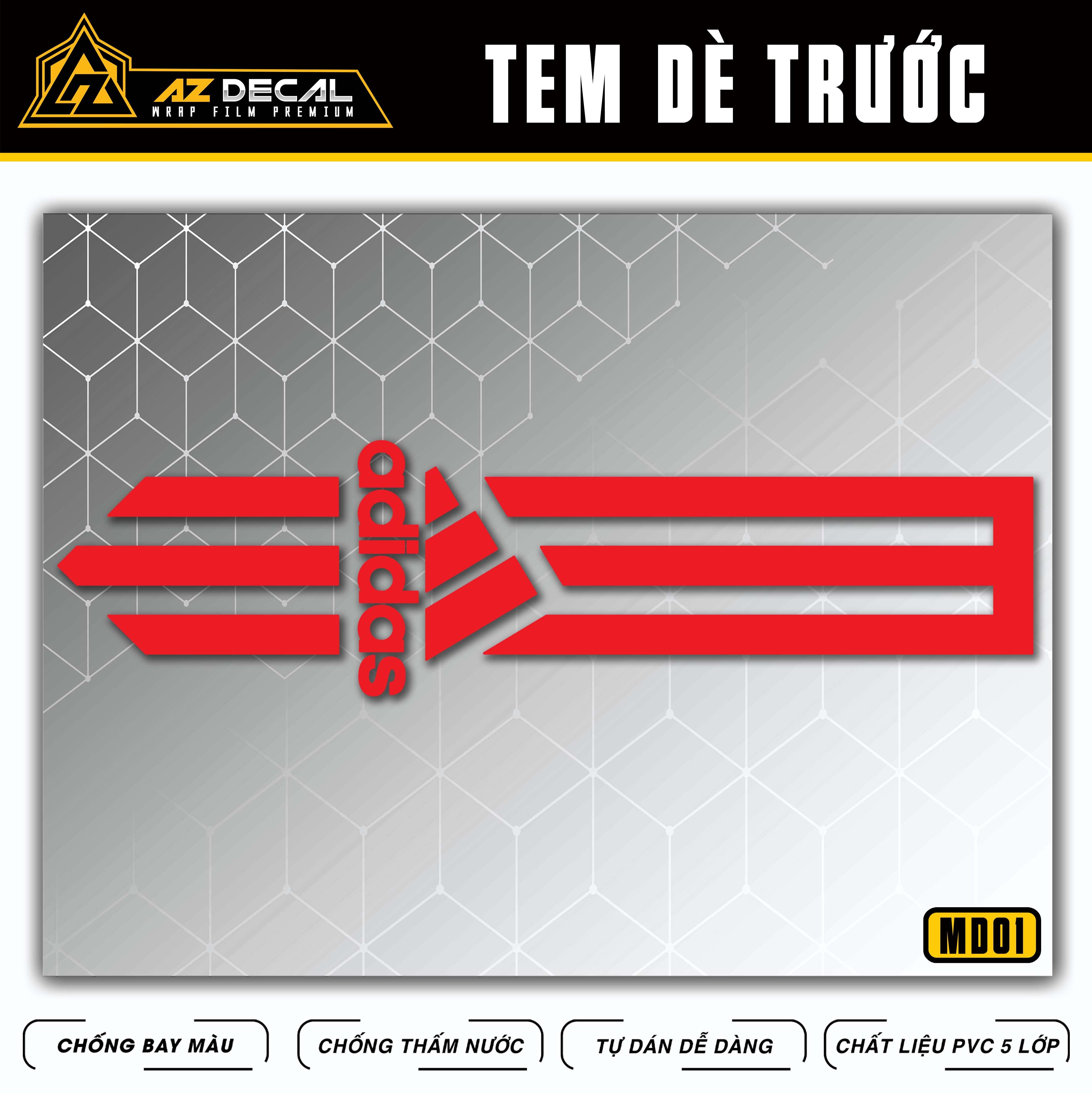 Decal dán dè trước xe máy Adidas đỏ