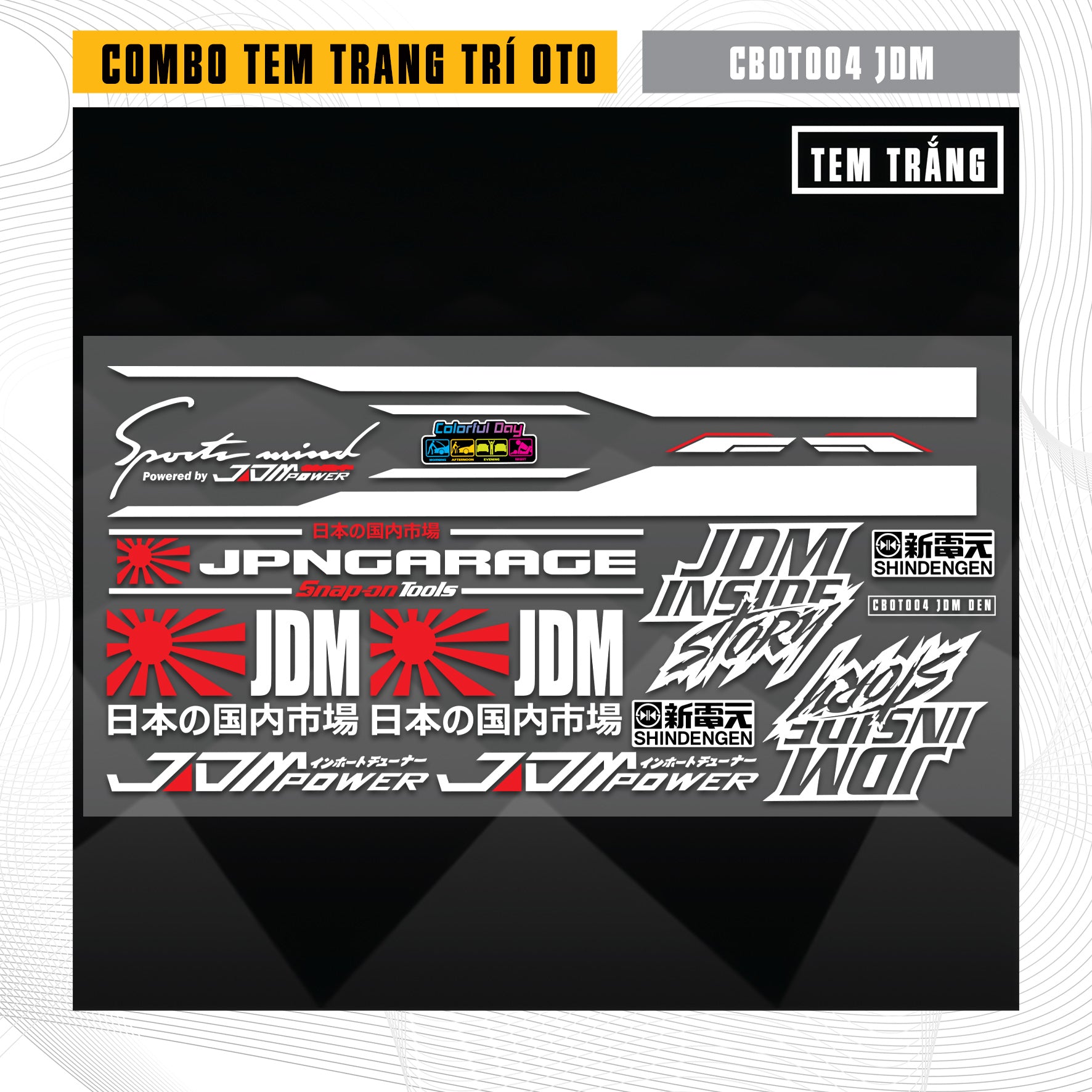Tem JDM trang trí ô tô (Tem trắng)