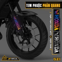 Tem dán phuộc trước Honda phản quang màu bạc