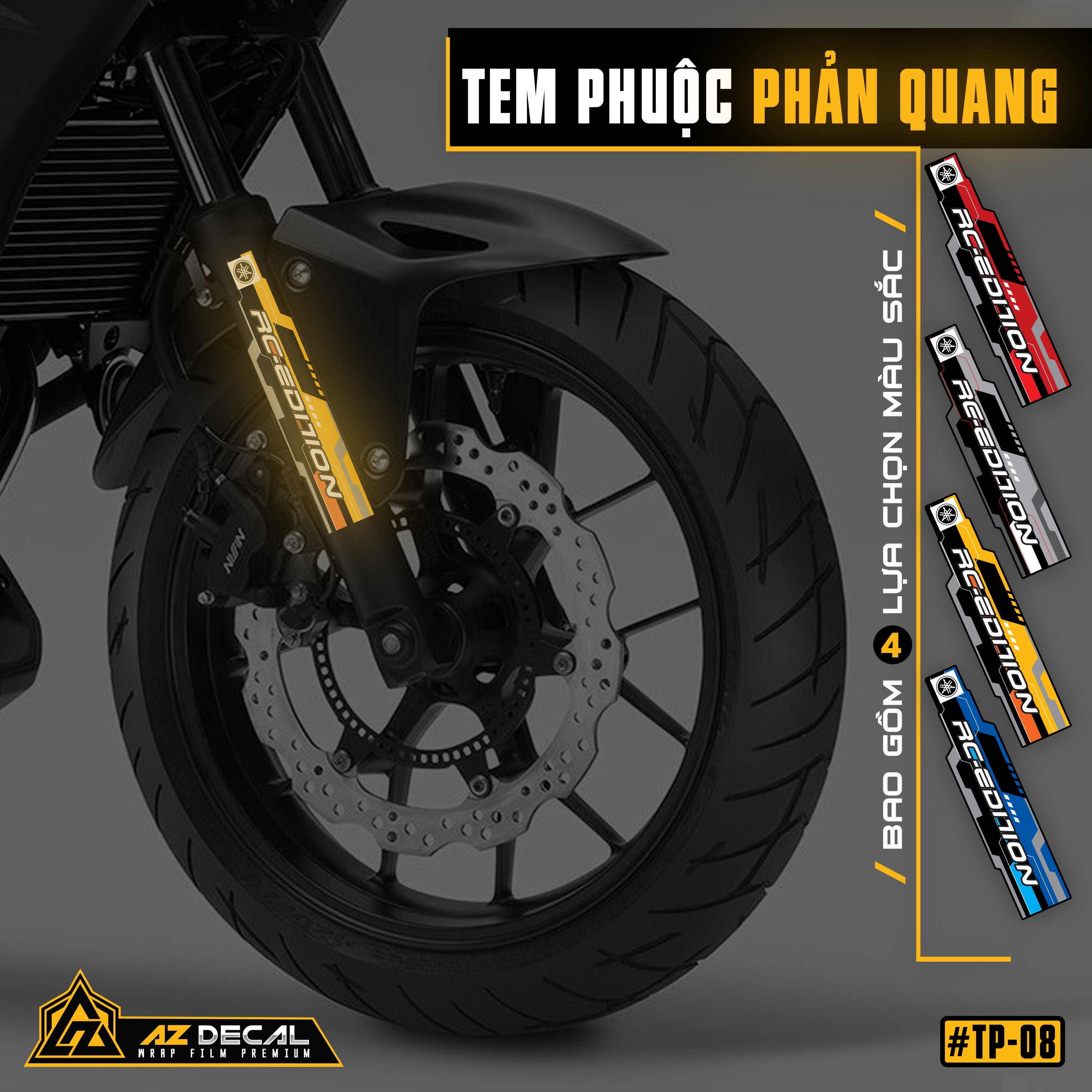 Tem phuộc RC Edition màu vàng phản quang