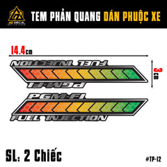 Kích thước mẫu tem phuộc TP12 dán xe máy, xe điện