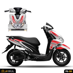 Mẫu decal dán xe Yamaha FreeGo màu đỏ trắng