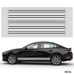 Decal dán ô tô màu trắng dán xe đen sọc ngang đơn giản