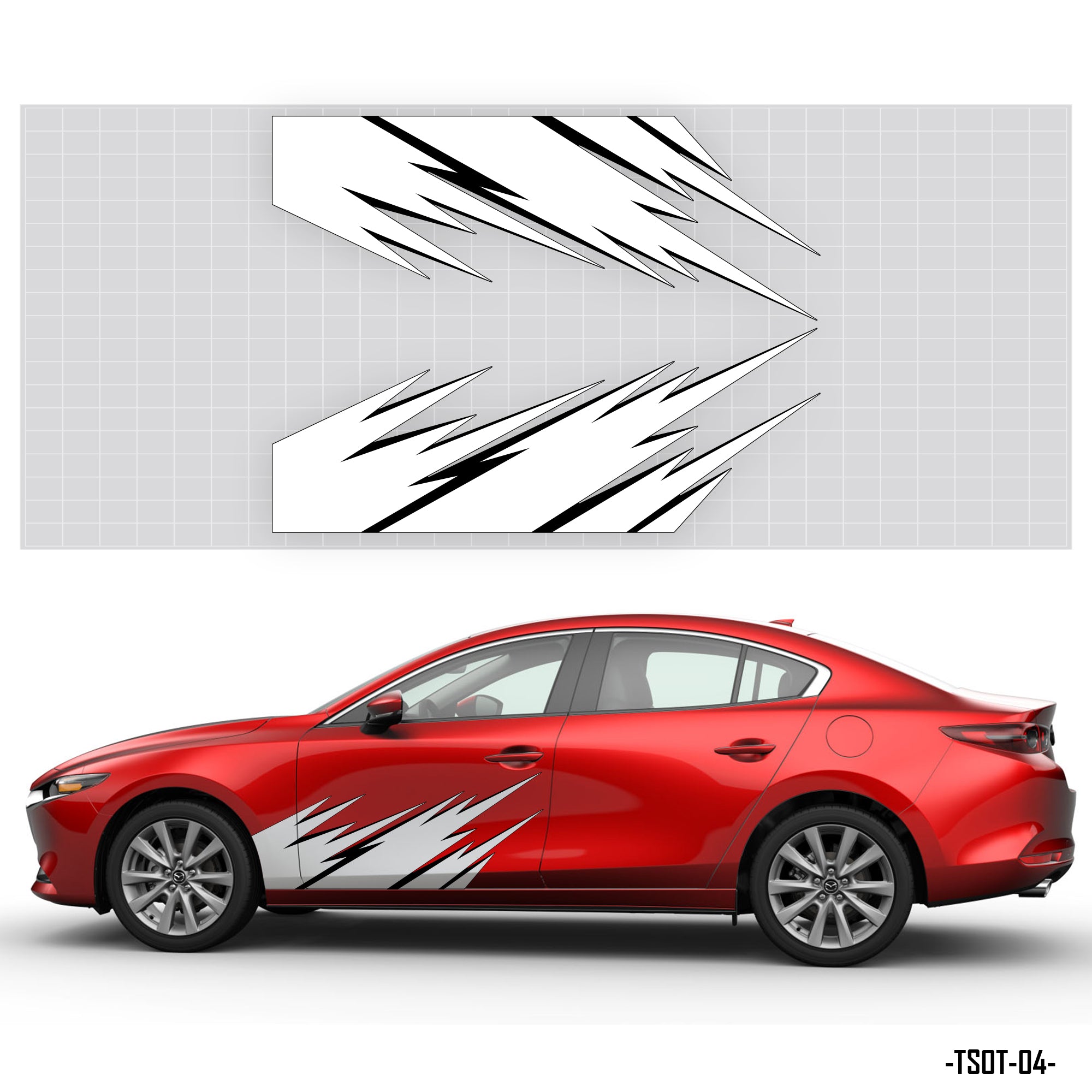 Tem dán xe ô tô đẹp màu trắng dán xe đỏ