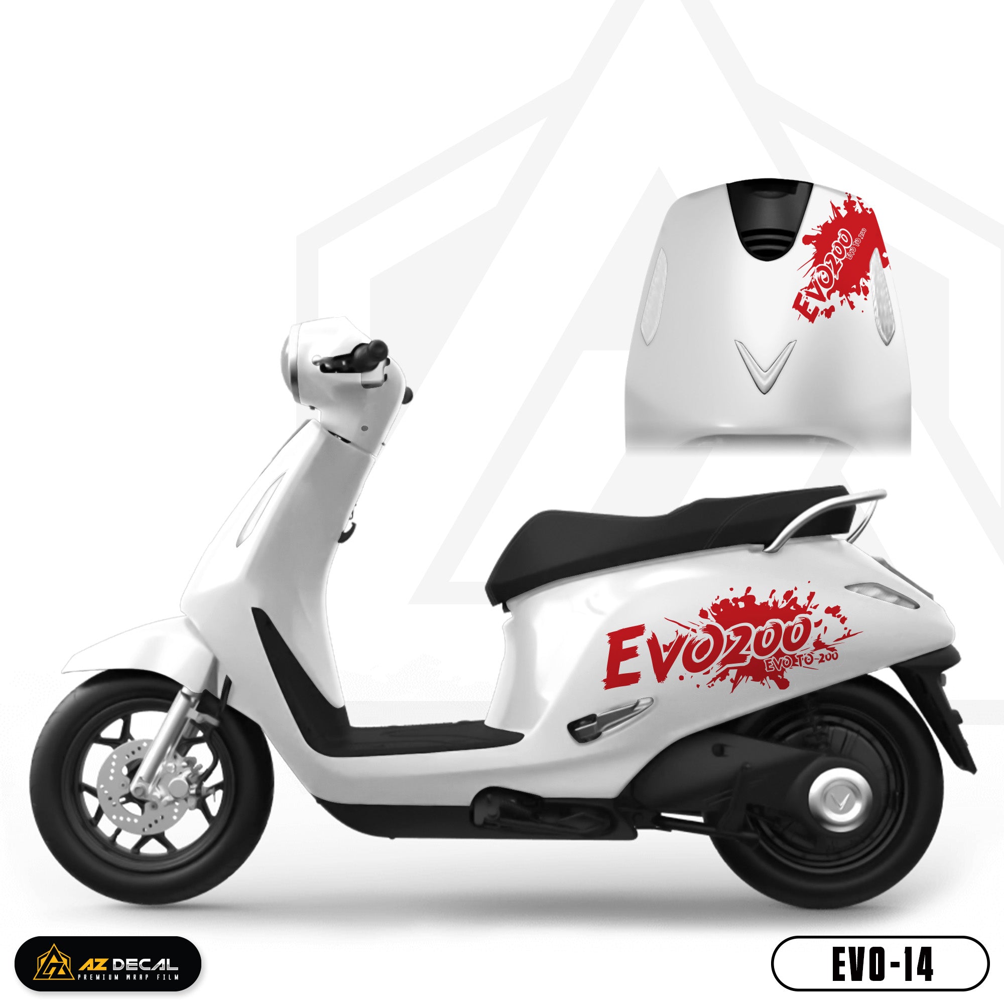 Tem Xe Evo 200 Mẫu Chữ Evo 200 màu đỏ