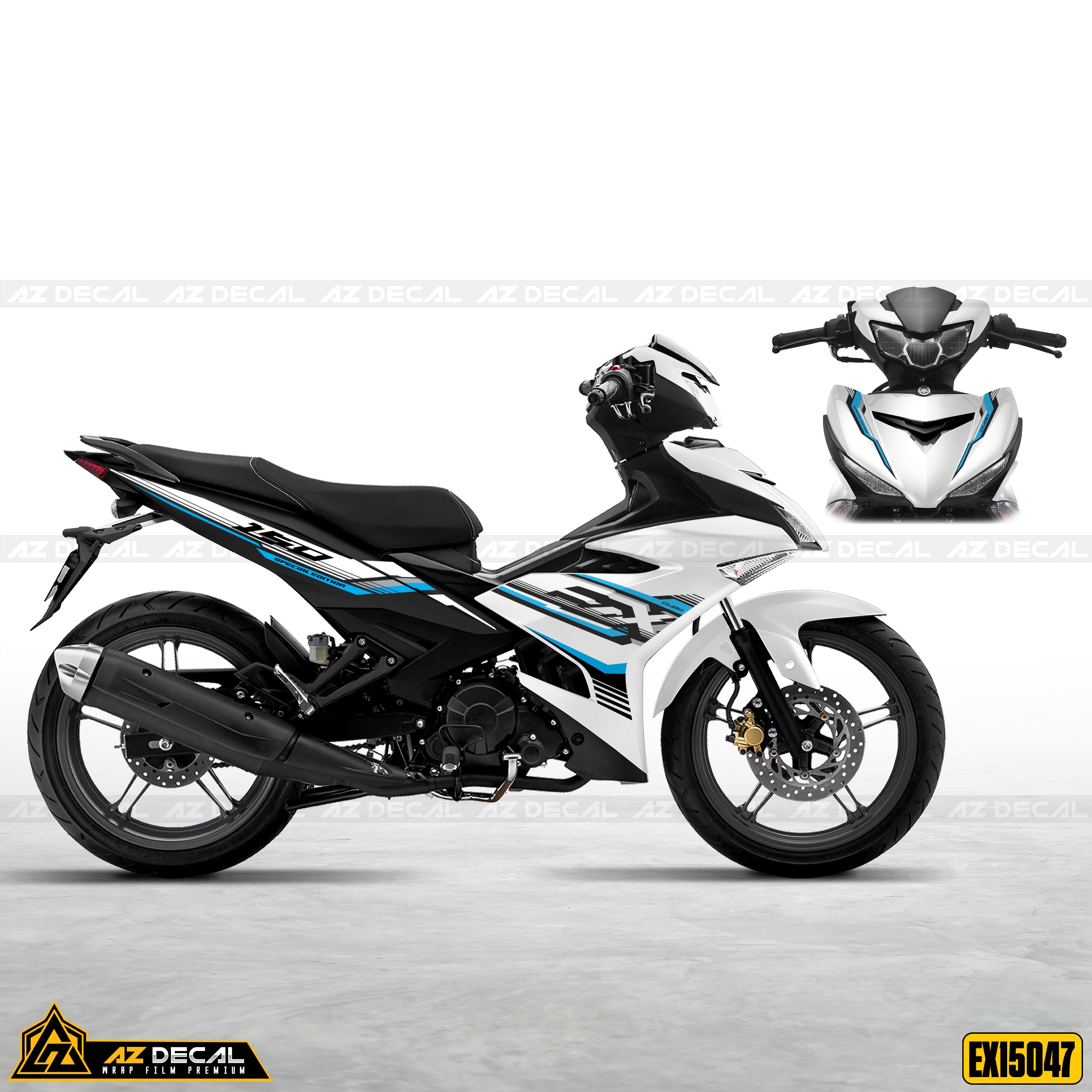 Mẫu dán xe Ex 150 xanh trắng đẹp