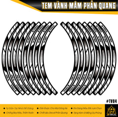 Decal dán vành xe - mâm xe màu trắng mẫu TV04