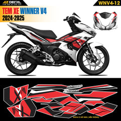 Tem Xe Winner V4 Mẫu WNV4-12 Đỏ Đen