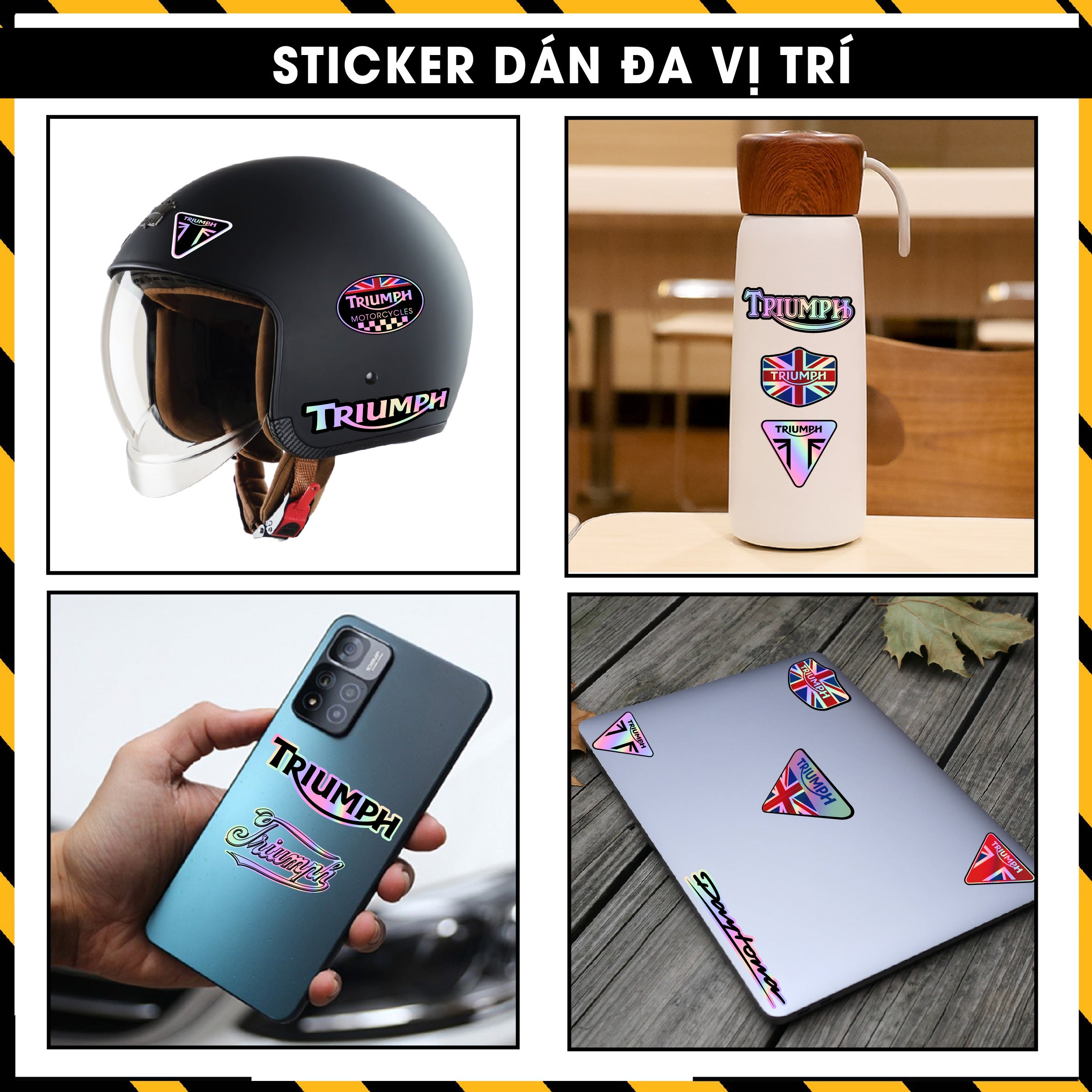 Sticker Dán Ô Tô, Xe Máy, Xe Điện, Xe Đạp, Mũ Bảo Hiểm | Hãng Xe Hologram - TRIUMPH