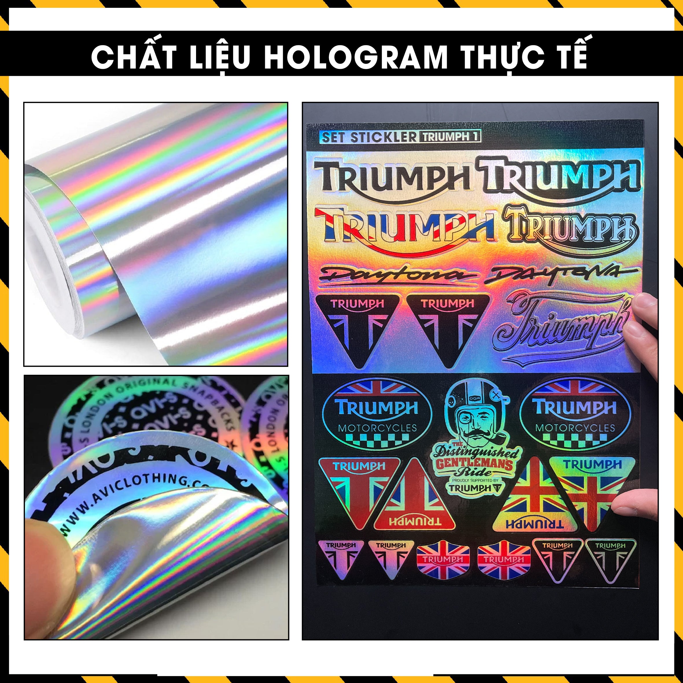Sticker Dán Ô Tô, Xe Máy, Xe Điện, Xe Đạp, Mũ Bảo Hiểm | Hãng Xe Hologram - TRIUMPH