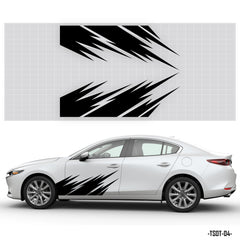 Tem sườn ô tô đẹp màu đen dán xe trắng