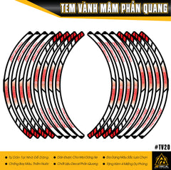 Tem dán vành phản quang RYH TV20 Đỏ Trắng