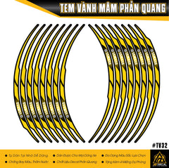 Tem chỉ mâm xe máy, xe mo tô mẫu Yamaha màu vàng