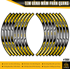 Tem dán mâm xe máy phản quang mẫu Yamaha YZF vàng