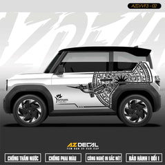 Tem Xe Vinfast VF3 Mẫu VF3-02 Trống Đồng - Thiết Kế Theo Yêu Cầu