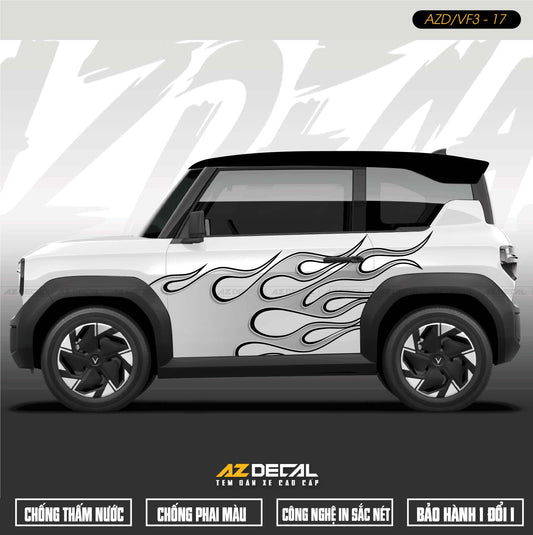 Tem Xe Vinfast VF3 Mẫu VF3-17 Ngọn Lửa - Thiết Kế Theo Yêu Cầu