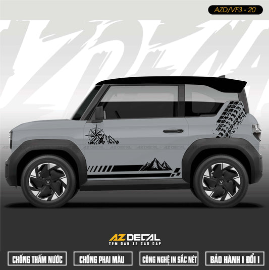 Tem Xe Vinfast VF3 Mẫu VF3-20 Núi - Thiết Kế Theo Yêu Cầu