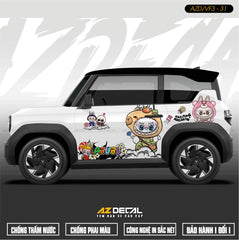 Tem Xe Vinfast VF3 Mẫu VF3-31 Labubu - Thiết Kế Theo Yêu Cầu