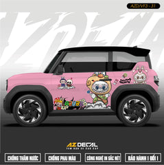 Tem Xe Vinfast VF3 Mẫu VF3-31 Labubu - Thiết Kế Theo Yêu Cầu