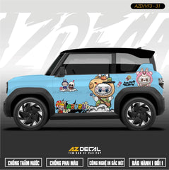 Tem Xe Vinfast VF3 Mẫu VF3-31 Labubu - Thiết Kế Theo Yêu Cầu