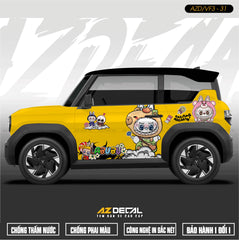 Tem Xe Vinfast VF3 Mẫu VF3-31 Labubu - Thiết Kế Theo Yêu Cầu