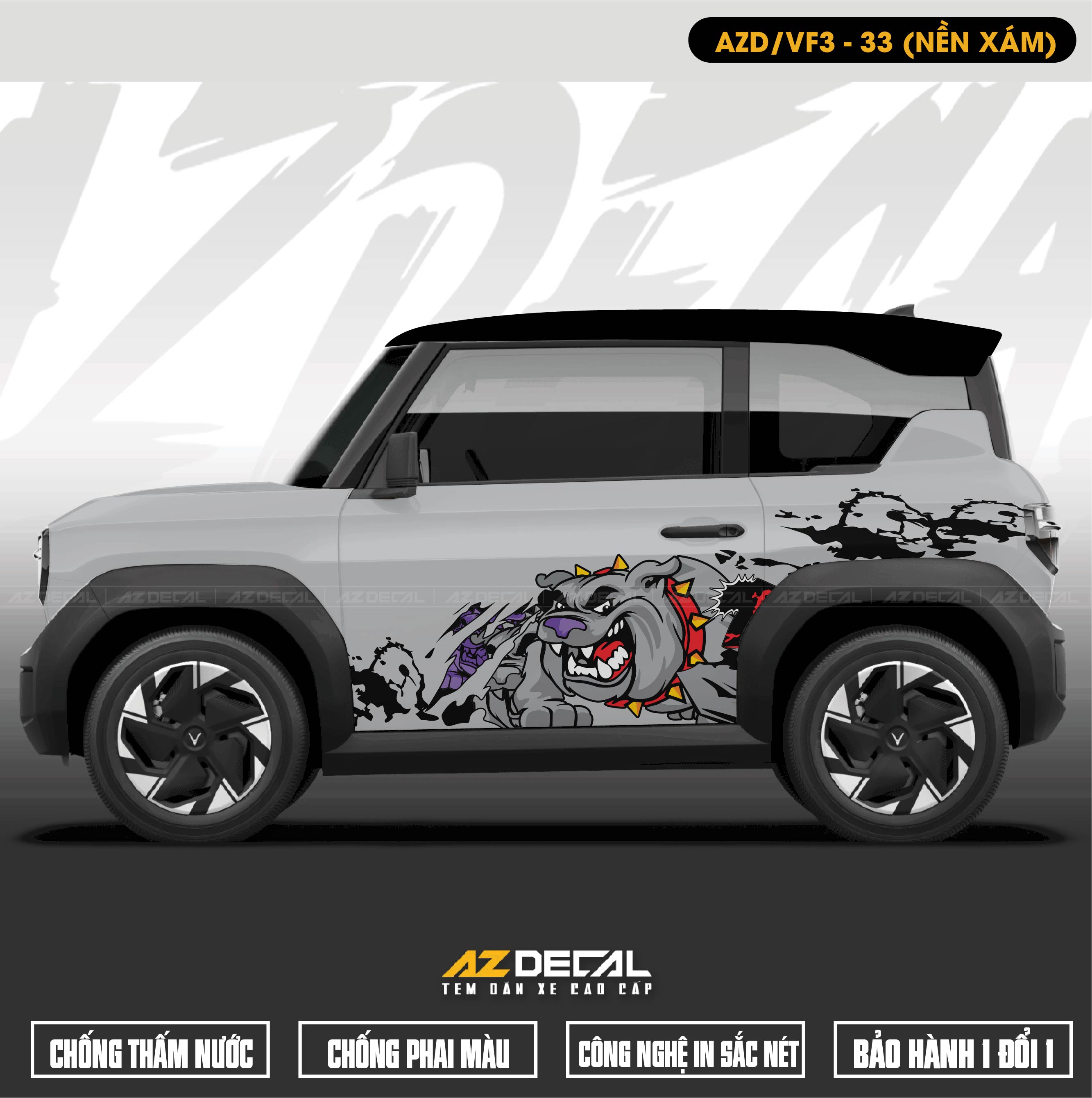 Tem Xe Vinfast VF3 Mẫu VF3-33 Hoạt Hình - Thiết Kế Theo Yêu Cầu