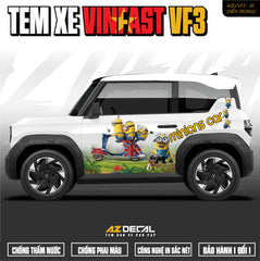 Tem Xe Vinfast VF3 Mẫu VF3-35 Minions - Thiết Kế Theo Yêu Cầu