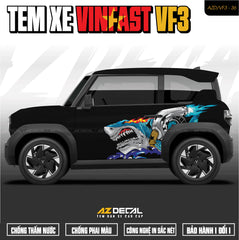 Tem Xe Vinfast VF3 Mẫu VF3-36 Cá Mập - Thiết Kế Theo Yêu Cầu