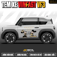 Tem Xe Vinfast VF3 Mẫu VF3-37 Mickey - Thiết Kế Theo Yêu Cầu