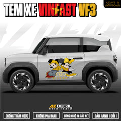Tem Xe Vinfast VF3 Mẫu VF3-38 Mickey - Thiết Kế Theo Yêu Cầu