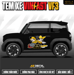 Tem Xe Vinfast VF3 Mẫu VF3-38 Mickey - Thiết Kế Theo Yêu Cầu