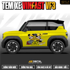Tem Xe Vinfast VF3 Mẫu VF3-38 Mickey - Thiết Kế Theo Yêu Cầu
