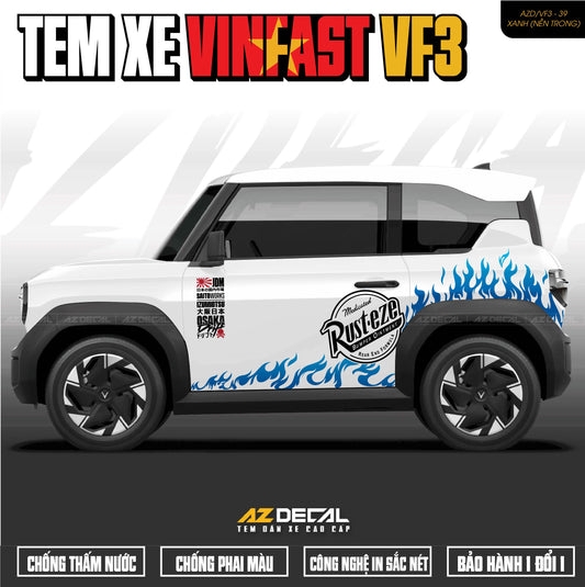 Tem Xe Vinfast VF3 Mẫu VF3-39 Ngọn Lửa - Thiết Kế Theo Yêu Cầu