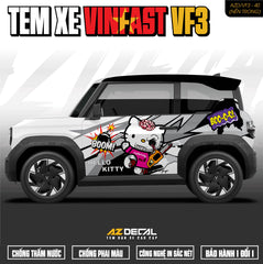 Tem Xe Vinfast VF3 Mẫu VF3-40 Hello Kitty - Thiết Kế Theo Yêu Cầu