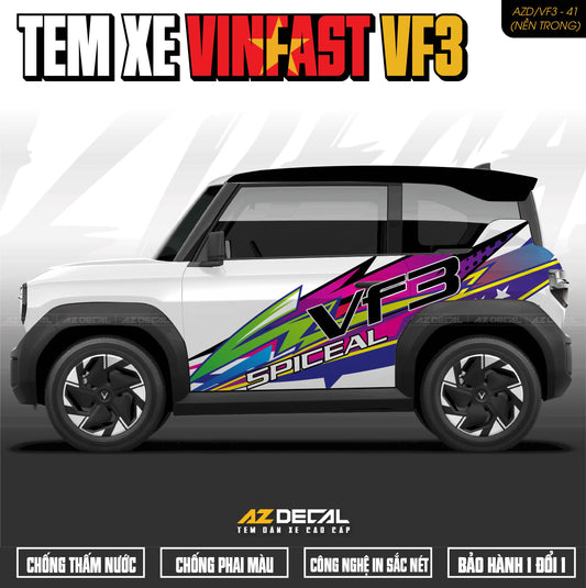 Tem Xe Vinfast VF3 Mẫu VF3-41 Spiceal - Thiết Kế Theo Yêu Cầu