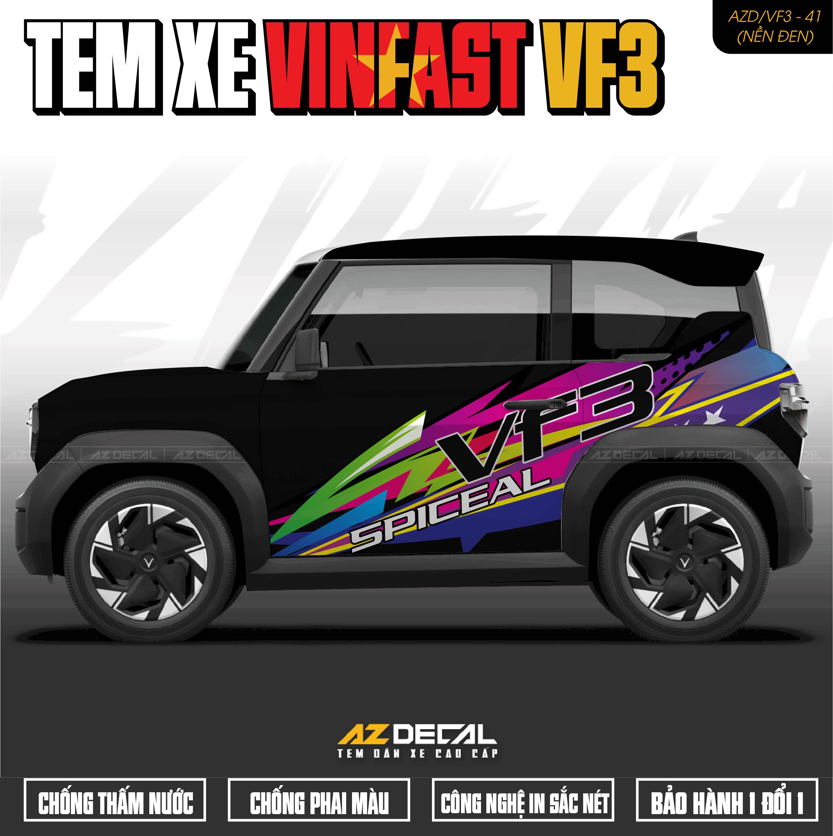 Tem Xe Vinfast VF3 Mẫu VF3-41 Spiceal - Thiết Kế Theo Yêu Cầu